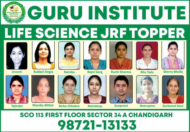 CSIR NET LIFE Science Coaching in Chandigarh.Join Guru Institute Chandigarh for best CSIR NET Life Science,IIT JAM,Gate OFFLINE & Online Coaching in Chandiagrh,Mohali and Panchkula.